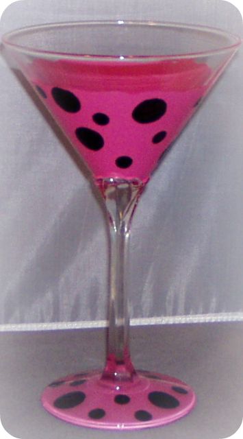 Pink Polka Dot-tini- Martini Glass